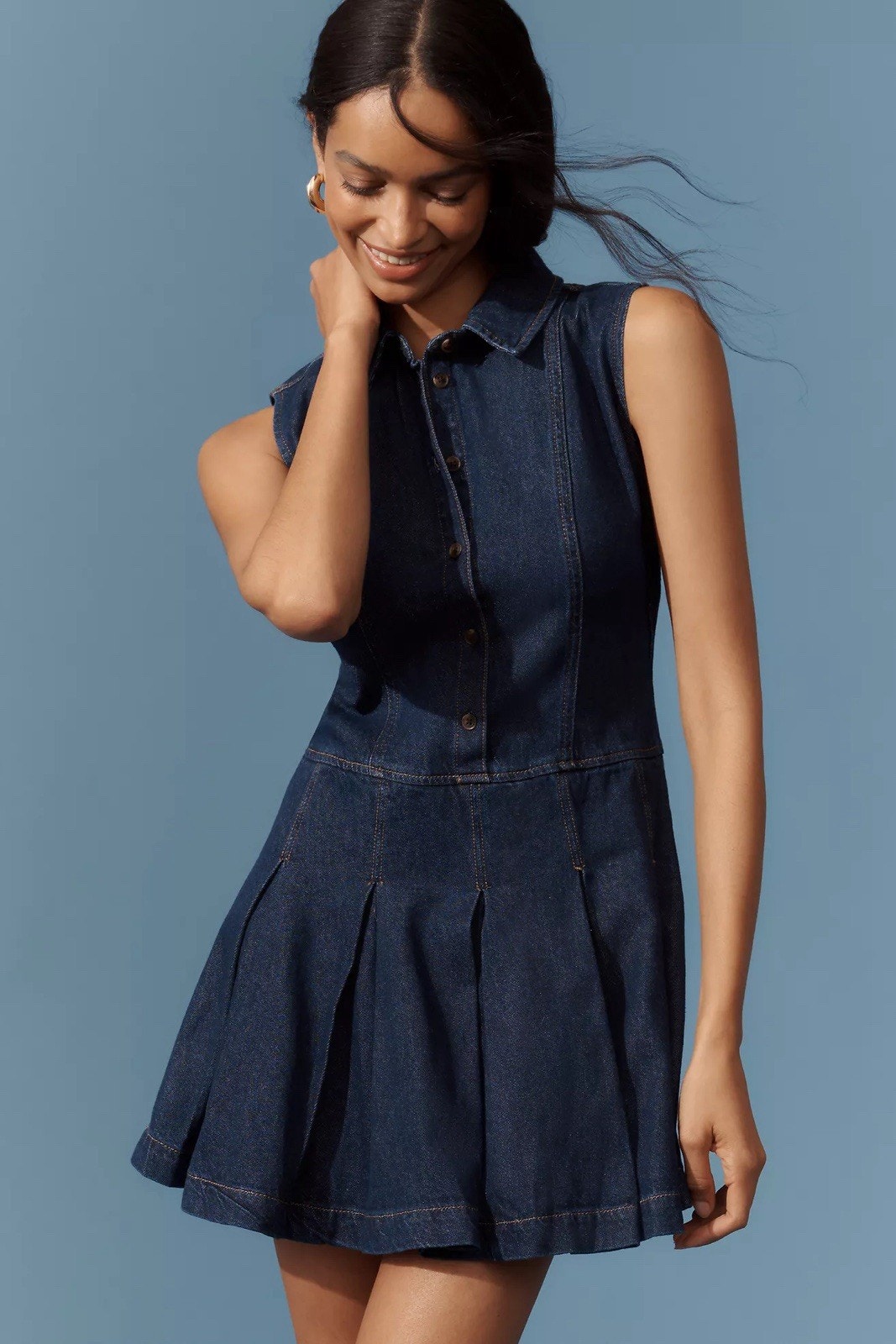 Nwt Reformation Arella Denim Mini Dress Organic Cotton Sleeveless Size 10